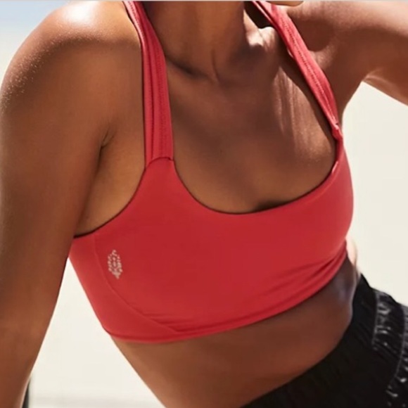 New Free People Movement On The Radar XS / S Pink Coral Ultra Comfy Sports Bra - Picture 3 of 5